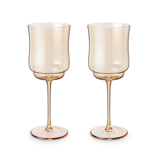 Tulip Stemmed Wine Glass in Amber (Set of 2)