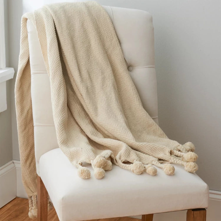 Cream Chevron Throw Blanket