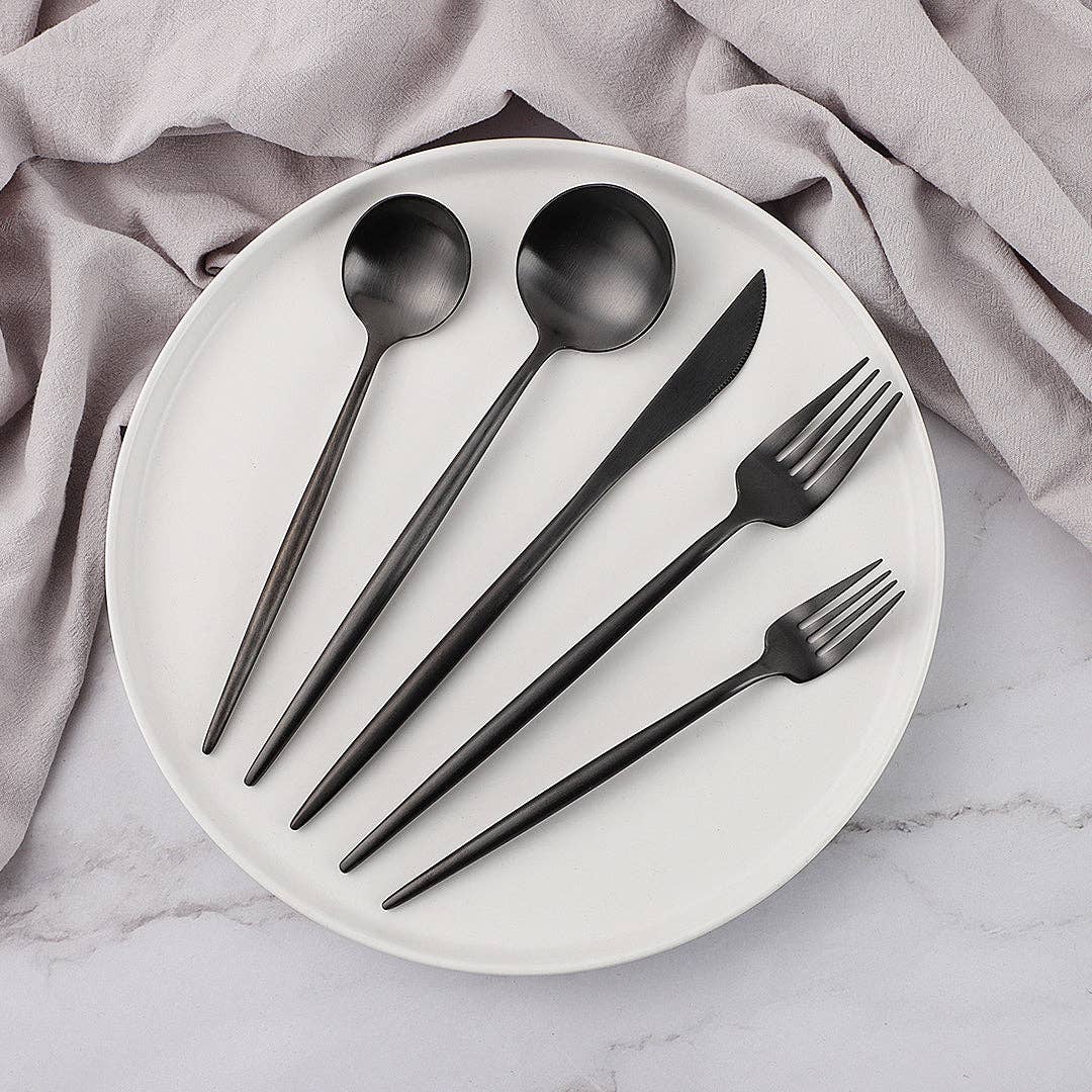 Matte Silverware Set, Stainless Steel Flatware, Cutlery Utensils